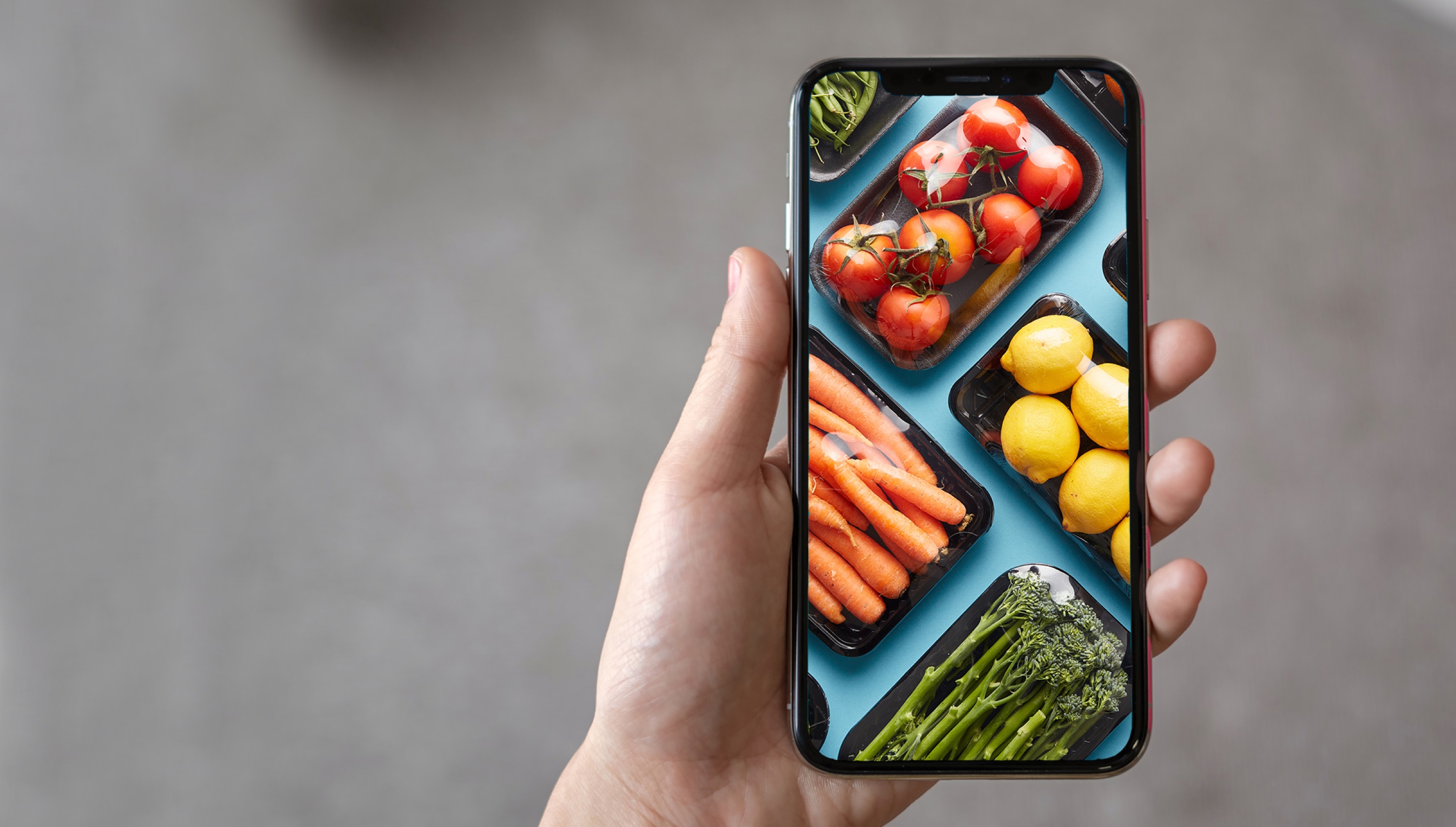 Smartphone displaying seasonal vegetables
