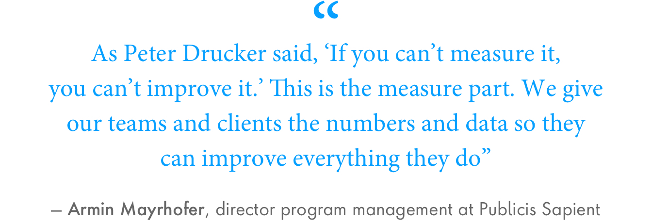 “As Peter Drucker said, ‘If you can’t measure it, you can’t improve it.’ This is the measure part. We give our teams and clients the numbers and data so they can improve everything they do,” Mayrhofer said.